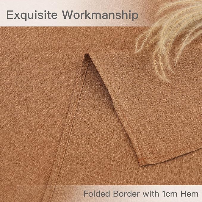 maxmill Fall Tablecloth Waterproof Spillproof Wrinkle Resistant Wipeable Linen Textured Dining Table Cloth for Harvest Thanksgiving Dinner, Party, Buffet and Camping, Square 60 x 60 Inch, Amber