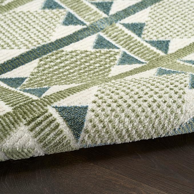 Nourison Home Nordic Green Blue 4' x 6' Area Rug - Easy Clean, Non Shedding, Bed Room, Living Room, Dining Room, Kitchen (4' x 6')