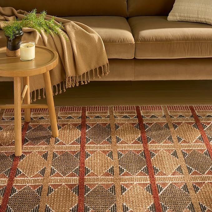 Nourison Home Nordic Rust Multicolor 4' x 6' Area Rug - Easy Clean, Non Shedding, Bed Room, Living Room, Dining Room, Kitchen (4' x 6')