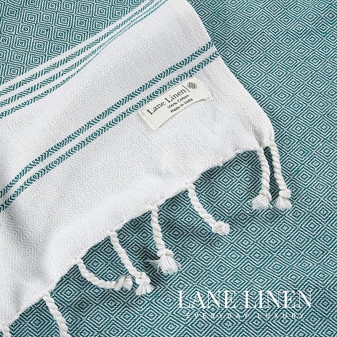 LANE LINEN Turkish Beach Towels, 2 Pack Extra Large Beach Towel, Pre-Washed for Soft Feel, Oversized Sand Free Quick-Dry Pool Towel, Beach Towels for Adults, 39"x71" - Baltic