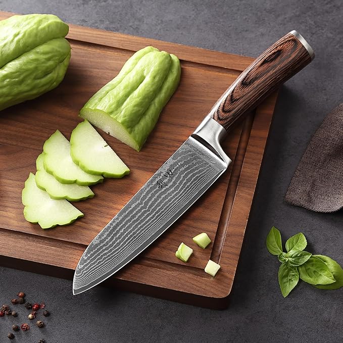 Wakoli EDIB 2-Piece Damascus Kitchen Knife Set – Santoku & Small Santoku with VG10 Core made of 67-Layer Damascus Steel Blades – Professional Chef Knives with Ergonomic Pakkawood Handles in Gift Box