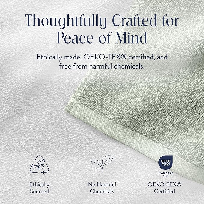 Brooklinen Super-Plush Turkish Cotton Washcloths - Set of 2 - Cotton, 820 GSM, Highly Absorbent, Machine Washable, Perfect for Home & Bathroom (13" x 13", Aloe Green)