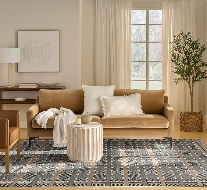 Nourison Home Nordic Ivory Multicolor 8' x 10' Scandinavian Area Rug - Easy Clean, Non Shedding, Bed Room, Living Room, Dining Room, Kitchen (8' x 10')