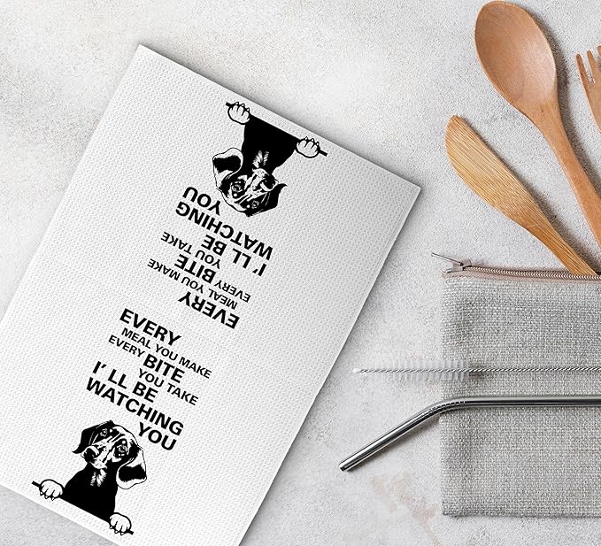 Every Meal You Make Every Bite You Take Dish Towels, Funny Kitchen Towels, Dachshund Decor, Dog Waffle Weave Kitchen Towel, Dog Mom Gifts for DogLovers, DachshundDog Hand Towels for Bathroom