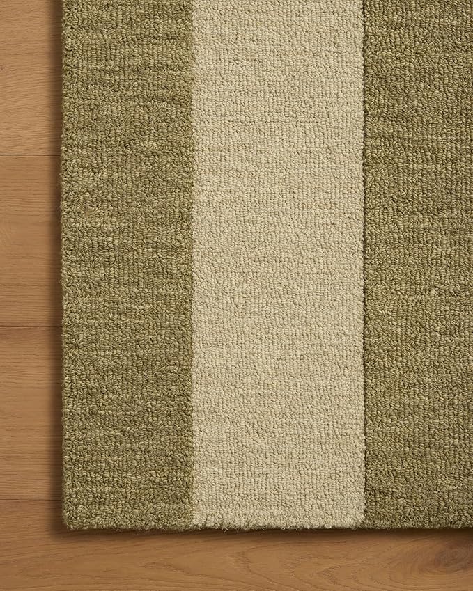 Loloi Leanne Ford Craven Collection CVN-01 Light Olive/Oatmeal 2'-6" x 9'-9" Runner Rug Geometrical, Patterned, Neutral, Hallway, Kitchen, Mudroom, and Bathroom