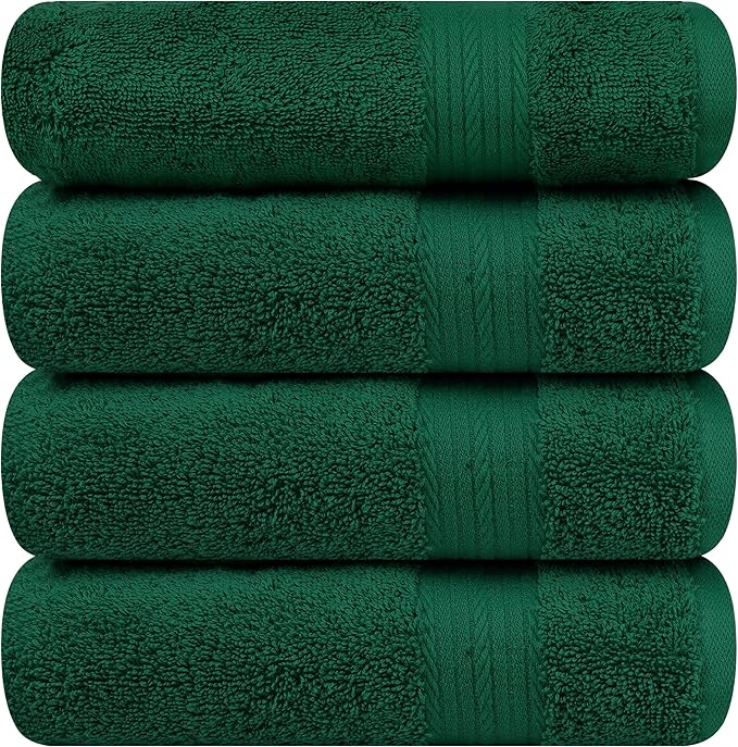 Ample Decor 100% Cotton Bath Towels for Bathroom 30 X 54 Inch 600 GSM Soft Absorbent - 4 pcs - Christmas Green