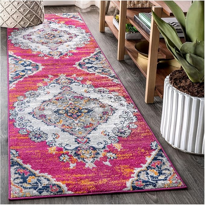 JONATHAN Y Boho Vintage Multi Runner Rug, 2x8, Bohemian Flair Medallion, Chic, Floral, High Traffic for Living Room, Bedroom, Kitchen, Pet Friendly, Non-Shedding (BMF105A-28)