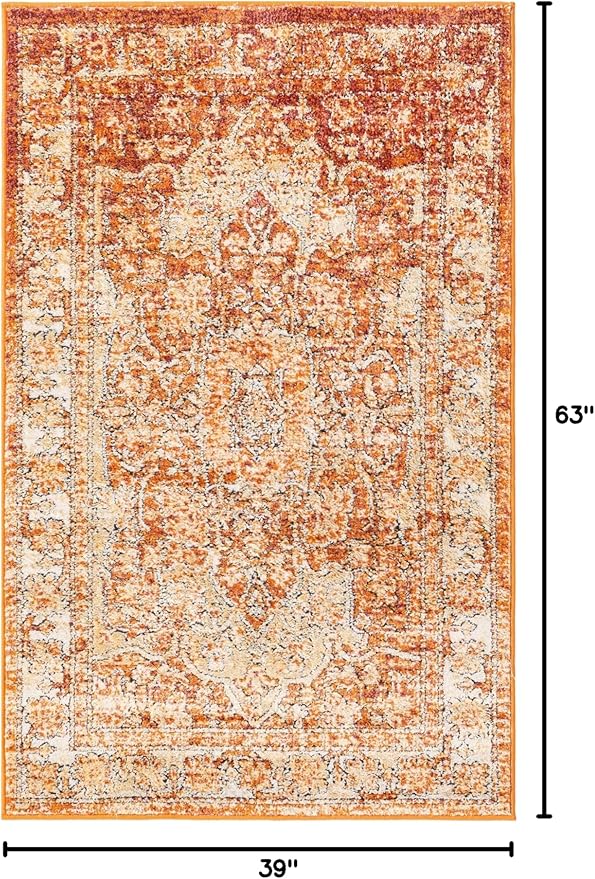 Unique Loom Isabella Collection Area Rug - Adjani (3' 3" x 5' 3" Rectangle, Rust Red/ Black)