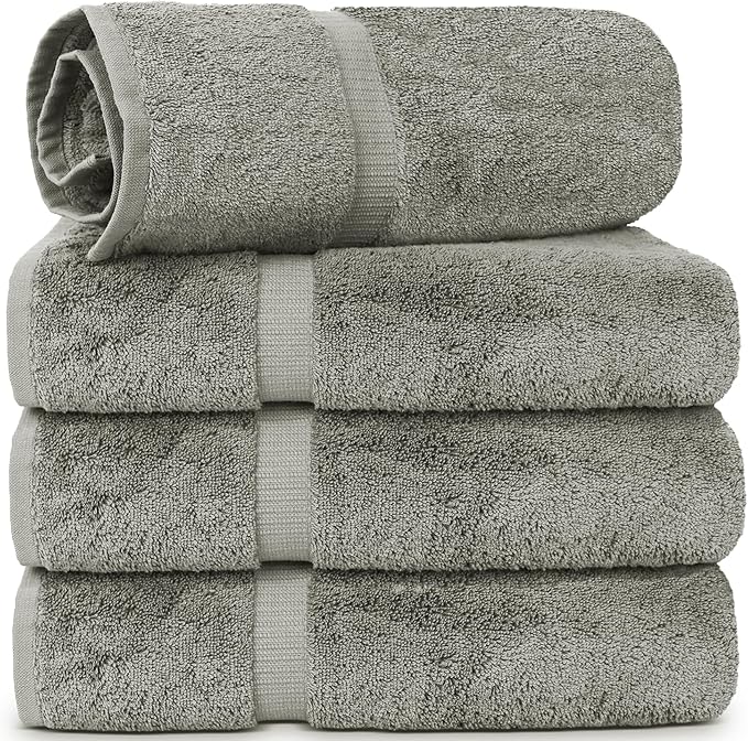 Chakir Turkish Linens | Hotel & Spa Quality 100% Cotton Luxury Turkish Towels | Soft & Absorbent (30x60 Inches Extra Large Bath Towels, Set of 4 - Gray)