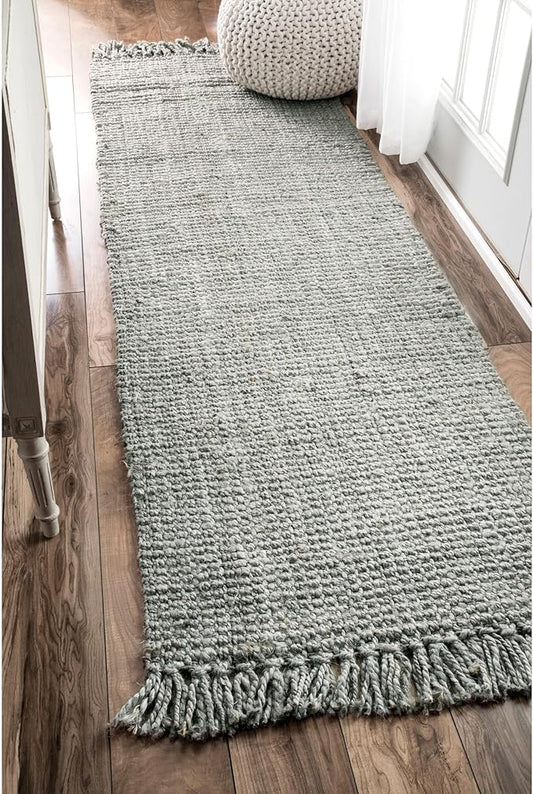 Nuloom Daniela Grey, 2'6" x 8', Handmade, Jute, Tassel, Soft and Textured, High Traffic, Stain Resistant, Easy Clean, Durable Runner for Bedroom, Living Room, Dining Space, Foyer, Entryway
