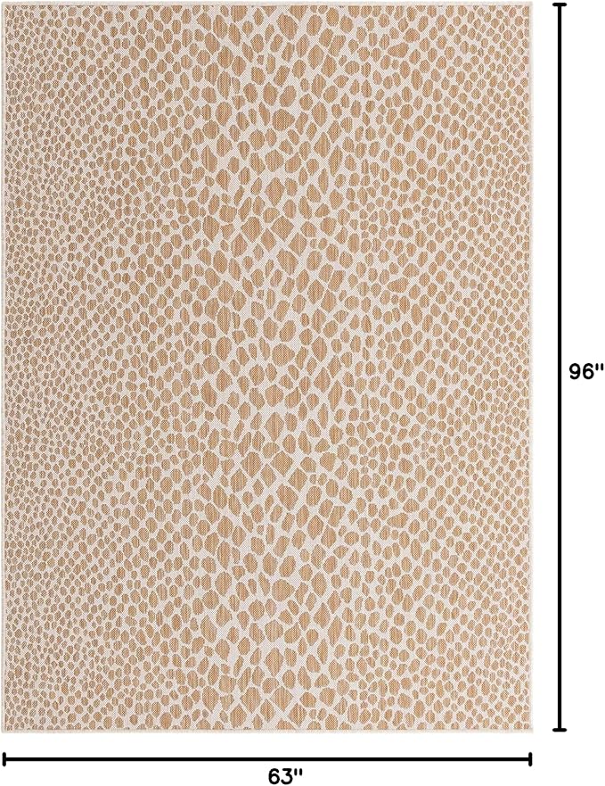Unique Loom Outdoor Collection Area Rug - Cape Town (5' 3' x 8' Rectangle, Dark Beige/ Ivory)