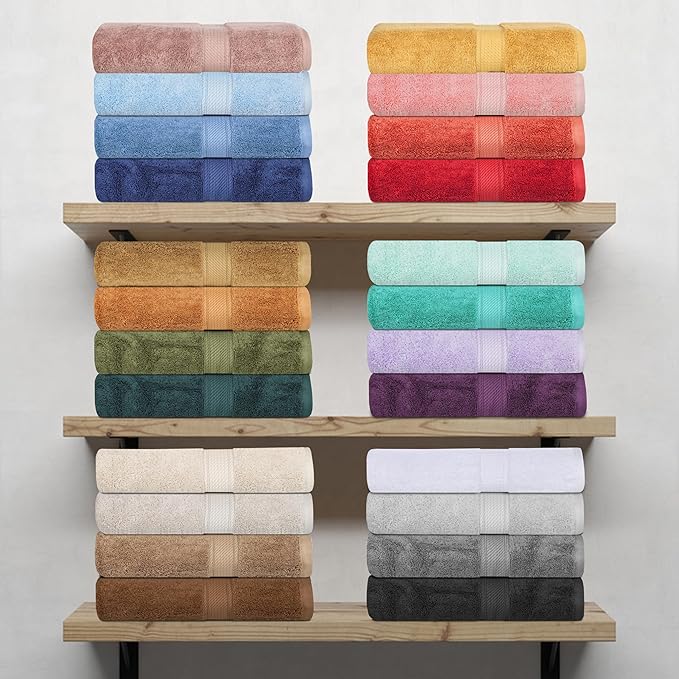 Superior Egyptian Cotton Pile 6 Piece Towel Set, Includes 2 Bath, 2 Hand, 2 Face Towels/Washcloths, Ultra Soft Luxury Towels, Thick Plush Essentials, Guest Bath, Spa, Hotel Bathroom, Coral