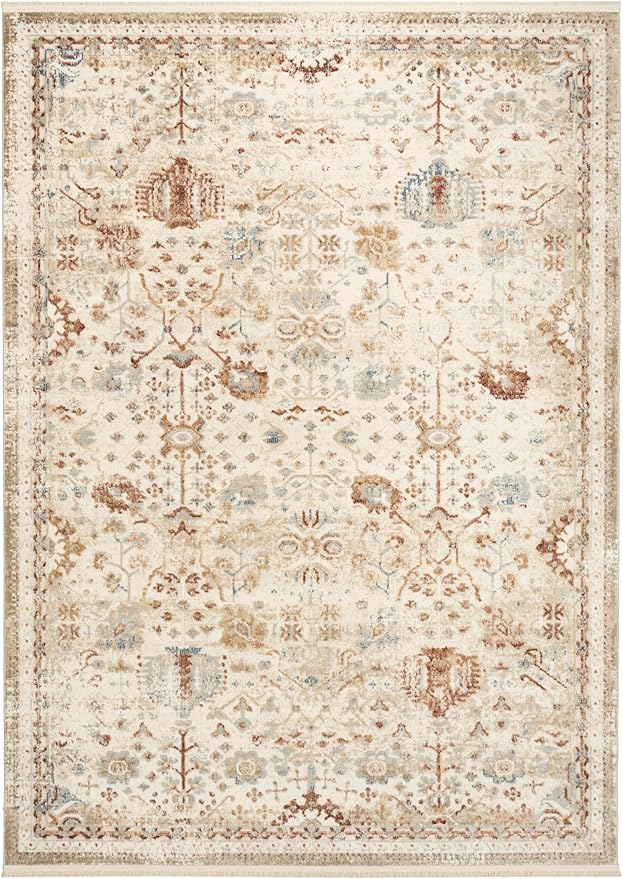 Nourison Home Pardis Ivory Rust 4' x 6' Area Rug - Easy Clean, Non Shedding, Bed Room, Living Room, Dining Room, Kitchen (4' x 6')