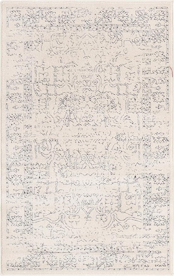 Unique Loom Isabella Collection Area Rug - Adjani (3' 3" x 5' 3" Rectangle, White/ Blue)