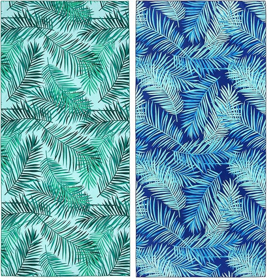 2 Pack Microfiber Beach Towel, Oversized Pool Towel 75”x 35”, Sand-Free Quick Drying Camping Super Absorbent Bath Blanket, Soft Breathable and Lightweight