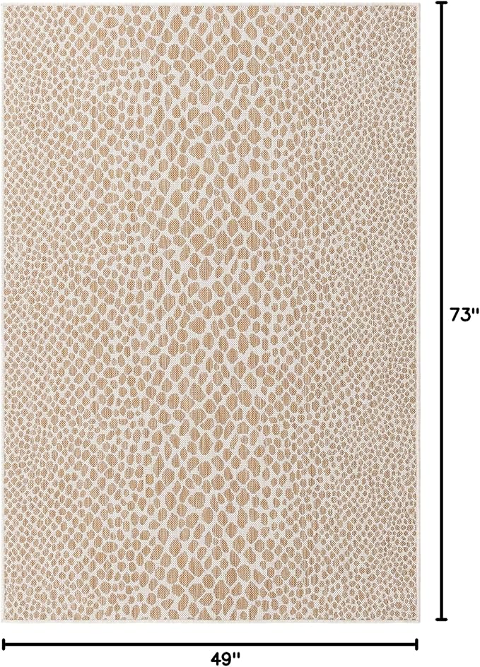 Unique Loom Outdoor Collection Area Rug - Cape Town (4' 1' x 6' 1' Rectangle, Dark Beige/ Ivory)