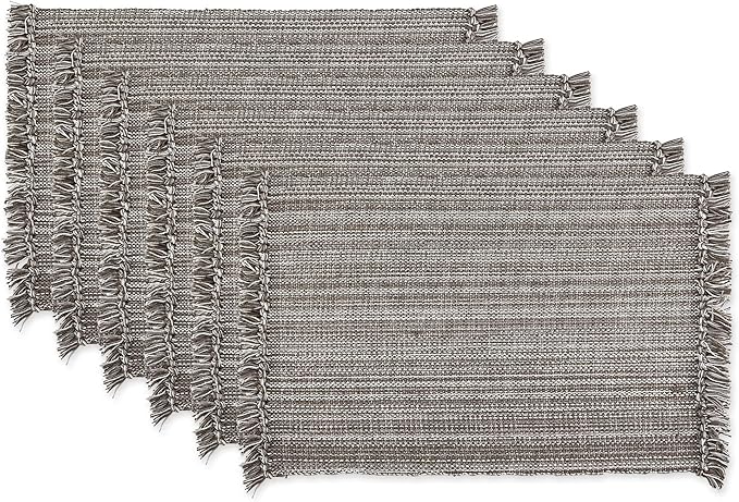 DII Variegated Tabletop Collection, Placemat Set3x19, Gray, 6 Piece