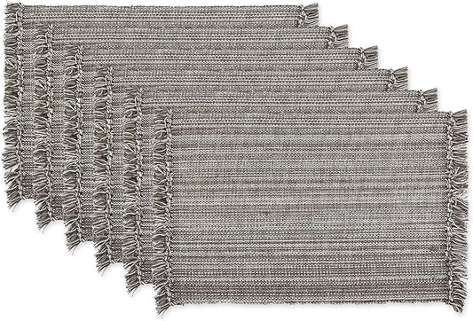DII Variegated Tabletop Collection, Placemat Set3x19, Gray, 6 Piece