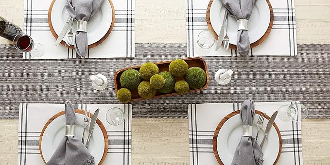 DII Variegated Tabletop Collection, Table Runner3x108, Gray