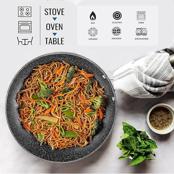 GRANITESTONE 20Pcs Pots and Pans Set Non Stick Cookware Set, Kitchen Cookware Sets with Deep Frying Pan, Bakeware Set & Steamer for Cooking, Non Toxic PFOA PFOS Free, Oven & Dishwasher Safe