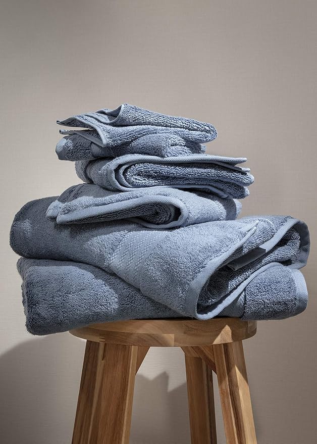 100% Organic Cotton Bath Towel Set | Bathroom Luxury Towel Set of 6 | GOTS Certified | Hotel Premium Towels | 700 GSM | 2 Bath Towel 30 x 56 | 2 Hand Towel 16 x 30 | 2 Wash Cloth 13 x 13 | Dark Blue