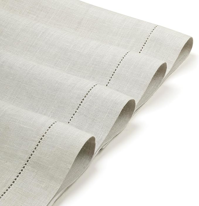 D'Moksha Homes Silver Grey Linen Cloth Placemats Set of 4-100% Pure Linen Hemstitch Placemats 14 x 19 Inch - Classic Hemstitch Table Place Mats for Winter - Handcrafted and Machine Washable
