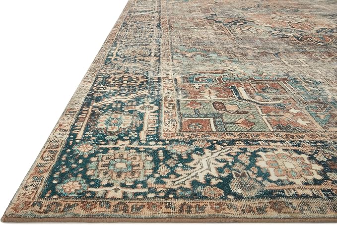 Loloi Margot Collection MAT-02 Terracotta/Lagoon 5'-0" x 7'-6" Area Rug feat. CloudPile, No-Shed Easy Clean Large Patterned Area Rug for Living Room, Bedroom, Dining Area