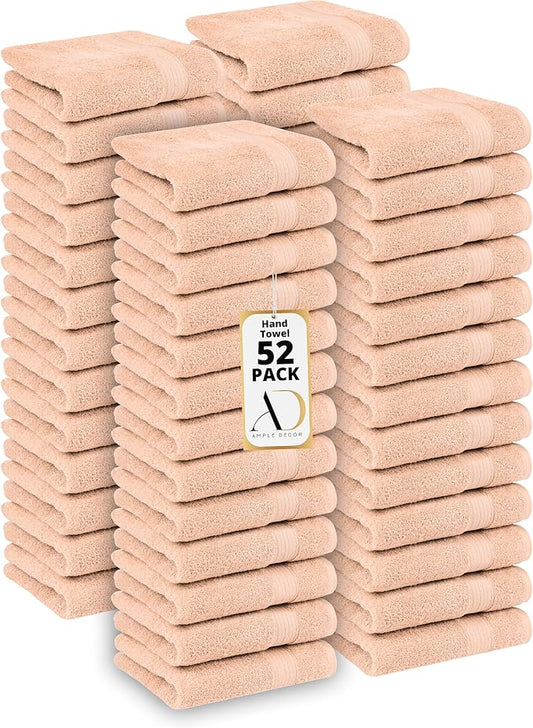 Ample Decor Hand Towels for Bathroom 18 X 28 Inch 600 GSM 100% Cotton, Soft Absorbent - 52 Pcs Beige