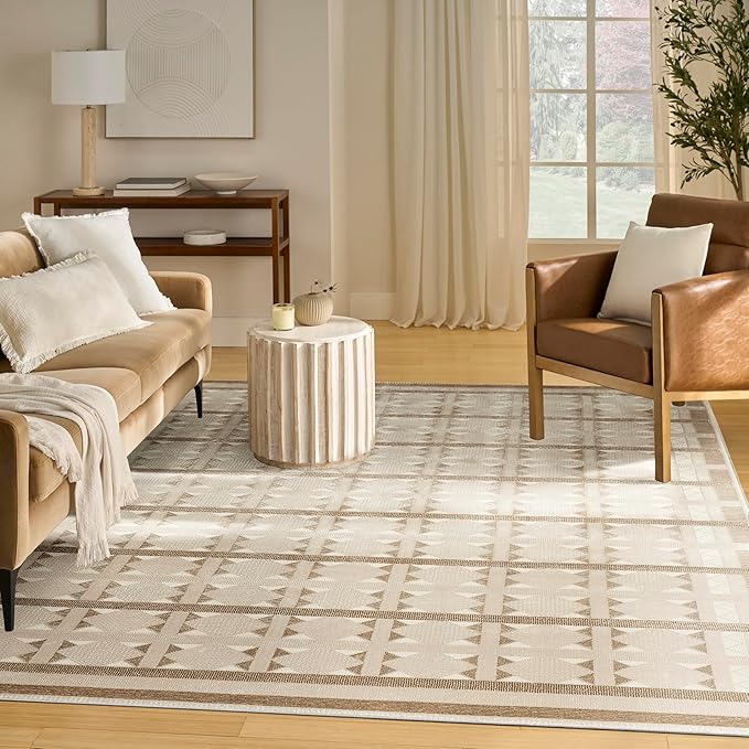 Nourison Nordic Taupe 8' x 10' Scandinavian Area Rug - Easy Cleaning, Non Shedding, Bed Room, Living Room, Dining Room, Kitchen (8' x 10')