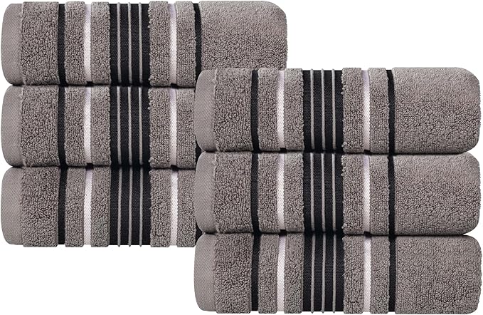 Superior Cotton Hand Towel Set, Small Towels, Plush Soft Absorbent Bathroom Basics, Home Essentials, Spa, Salon, Hotel, Kitchen, Luxury Quick Drying, Zero-Twist, Solid, Sadie Collection, Charcoal