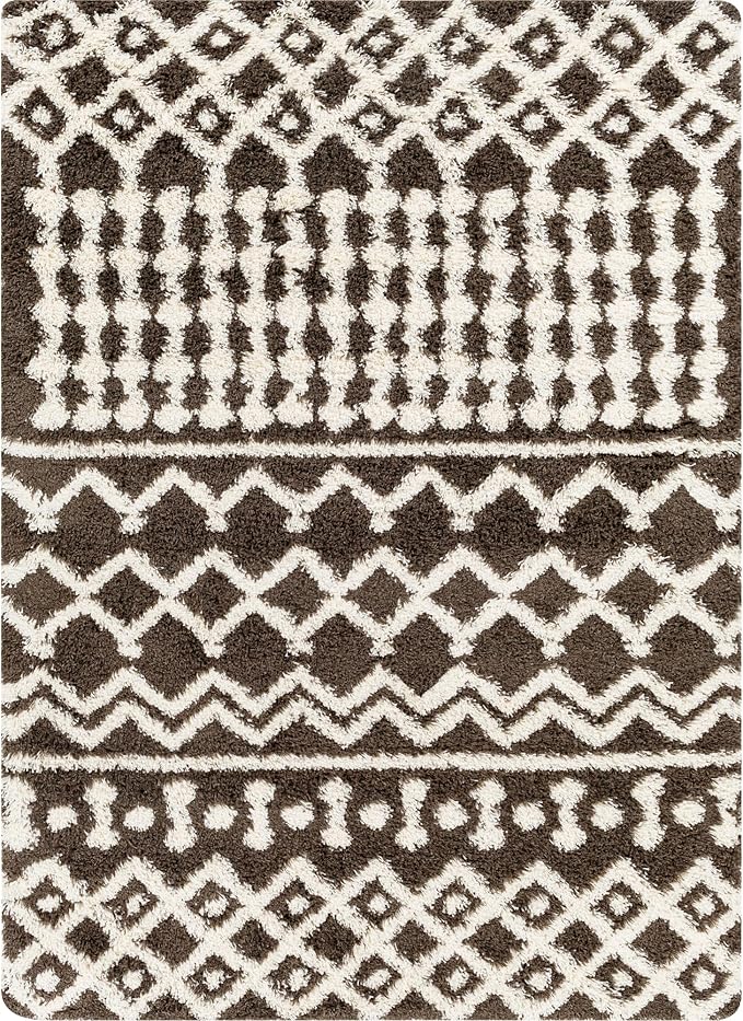 Livabliss Hapsburg Moroccan Shag Area Rug,7'10" x 10'3",Medium Brown