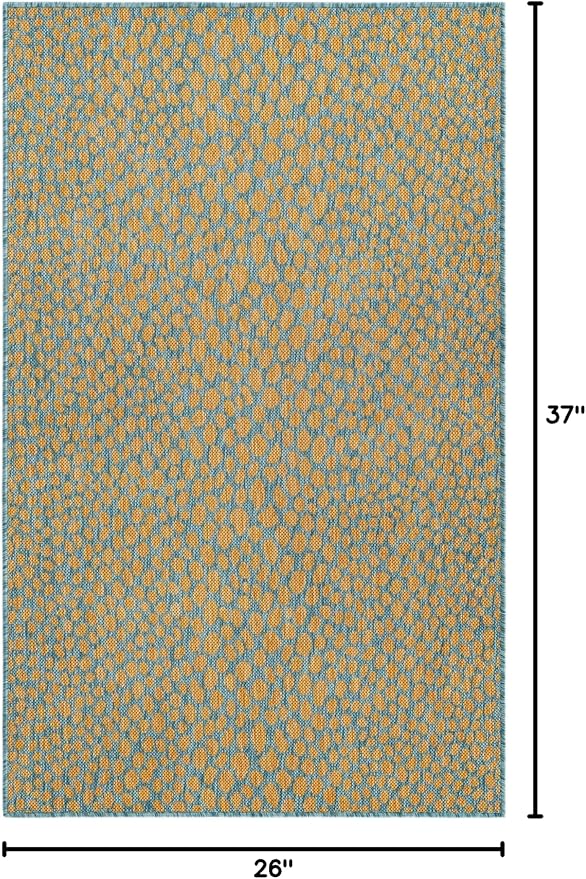Unique Loom Jill Zarin Jill Zarin Outdoor Collection Area Rug - Cape Town (2' 2" x 3' 1" Rectangle, Yellow and Aqua/Light Blue)