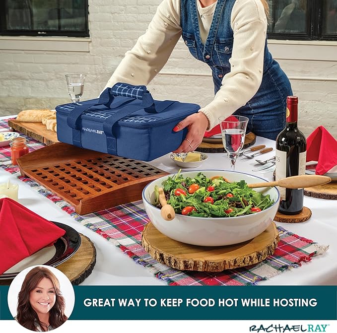 Rachael Ray Lasagna Lugger, Thermal Insulated Casserole Carrier for Hot or Cold Food, Lugger Tote for Potluck, Parties, Picnic, and Cookouts, Fits 9" x 13" Baking Dish