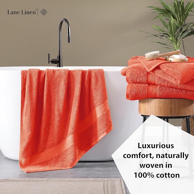 LANE LINEN 100% Cotton Premium Bath Sheets Set of 4 (35"x66") - Extra Large Bath Towels - Quick Drying, Soft & Absorbent Oversized Bathroom Towel Sets - Holds well after Multiple Washes - Living Coral