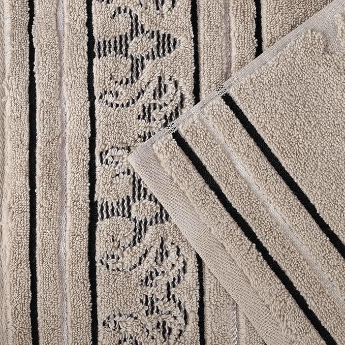 Superior Cotton 6 Piece Assorted Floral Towel Set, Includes 2 Bath, 2 Hand, 2 Washcloth/Face Towels, Quick Dry, Home Essentials, Shower, Spa, Luxury Plush Soft Absorbent Towels, Zero Twist, Stone