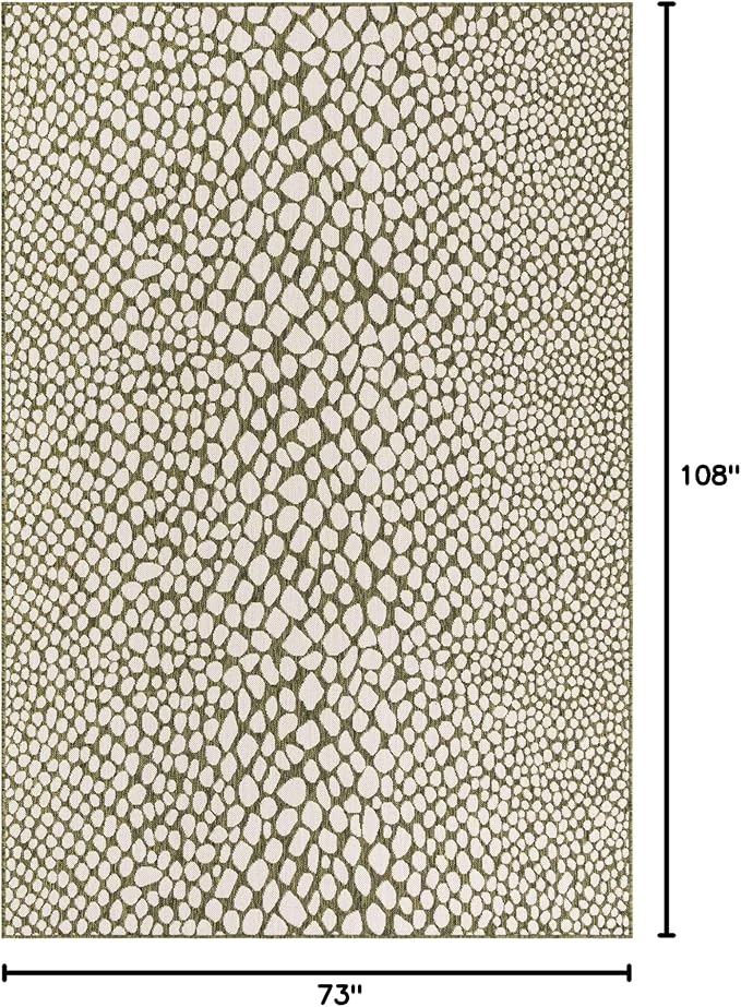 Unique Loom Outdoor Collection Area Rug - Cape Town (6' 1" x 9' Rectangle, Green/ Ivory)