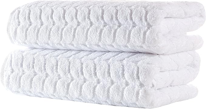 BAGNO MILANO Turkish Cotton Ultra-Soft Plush Absorbent Quick Dry Bathroom Towel Set, Made in Turkey (White, 2 pcs Bath Towel Set)