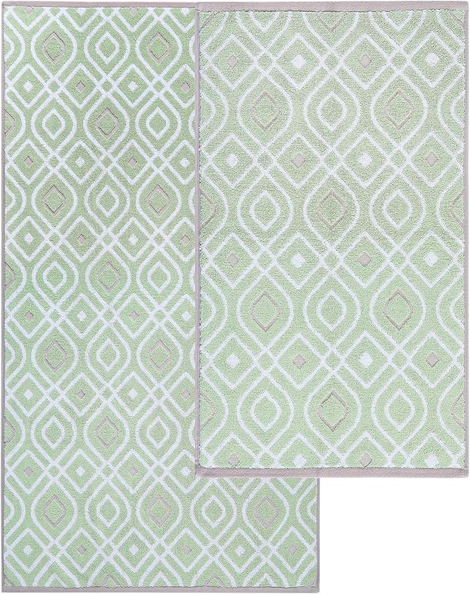 Modern Threads Oxford 6-Piece 100% Cotton Towel Set – Yarn Dyed Jacquard & Solid – Includes 2 Bath Towels, 2 Hand Towels, 2 Washcloths – Absorbent, Quick Dry, Soft & Durable – Sage Green