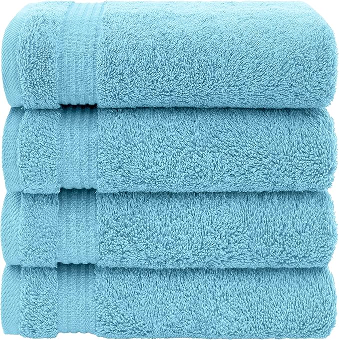 American Veteran Towel, Hand Towels for Bathroom Set of 4, 100% Cotton Turkish Hand Towel Sets, Soft Hand Face Towels, Sky Blue Hand Towels