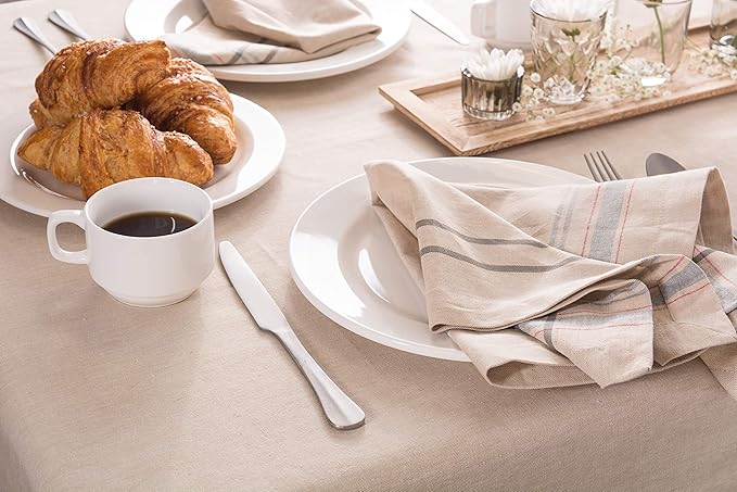 DII French Stripe Dining Table Collection Farmhouse Style Tablecloth, 70 Inches Round, Taupe/Gray
