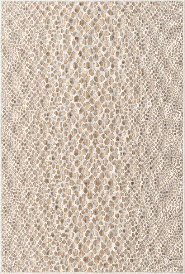 Unique Loom Outdoor Collection Area Rug - Cape Town (4' 1' x 6' 1' Rectangle, Dark Beige/ Ivory)