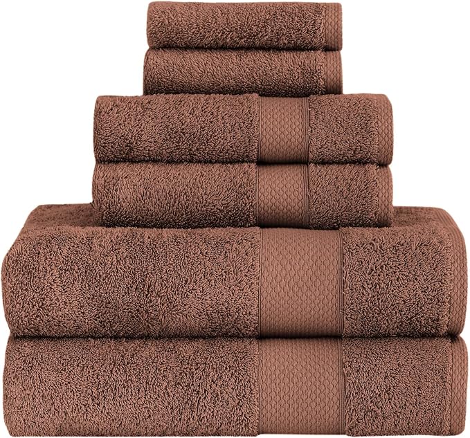 Towels Beyond - Luxury 6 Piece Towel Set, 100% Turkish Cotton, Quick Drying, Highly Absorbent & Comfy, Includes 2 Bath Towels, 2 Hand Towels & 2 Washcloths | (Macchiato)