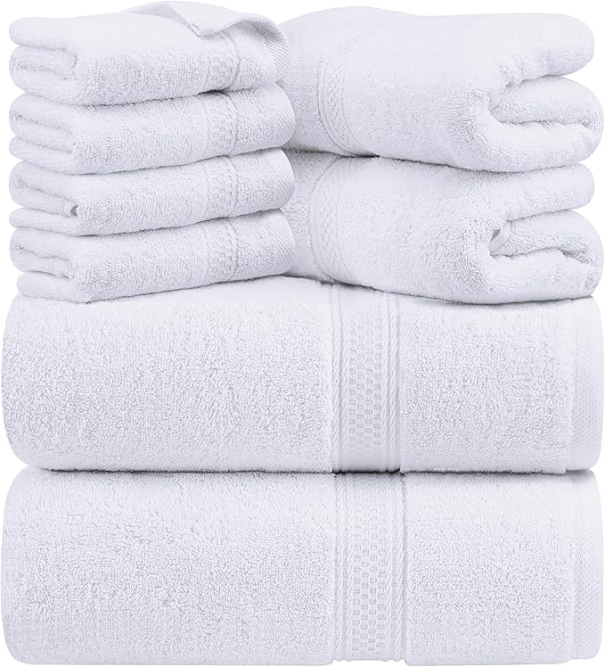 Utopia Towels Set, 16 Bath Towels, 16 Hand Towels, and 32 Washcloths, 600 GSM Ring Spun Cotton Highly Absorbent Towels for Bathroom, Shower Towel, (Pack of 64) (White)