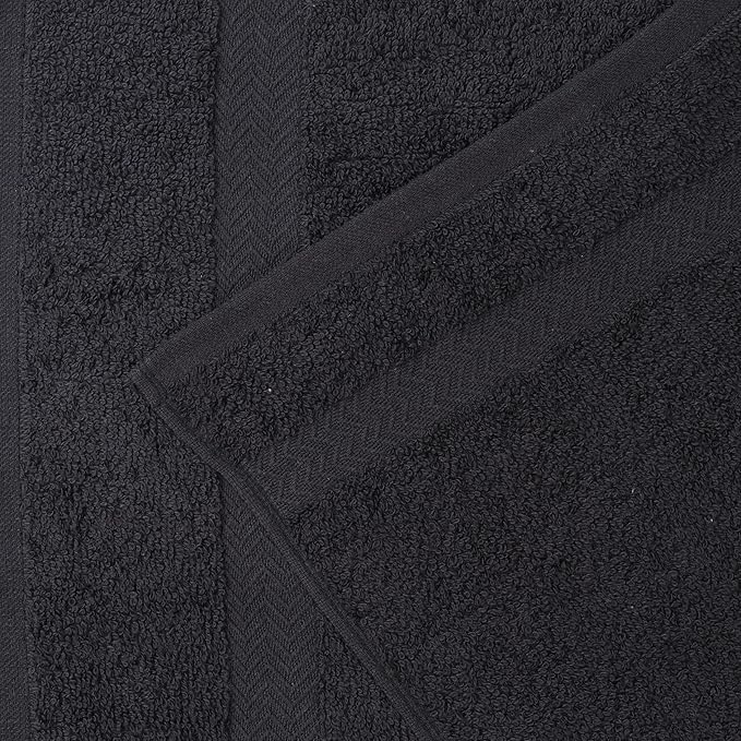 Superior 4-Piece Cotton Bath Towel Set, Towels for Adults, Kids, Fast Drying Body Towels, Shower, Bath, Pool, Guest/Master Bathroom Essentials, Dorm, Home, Apartment, Franklin Collection, Black