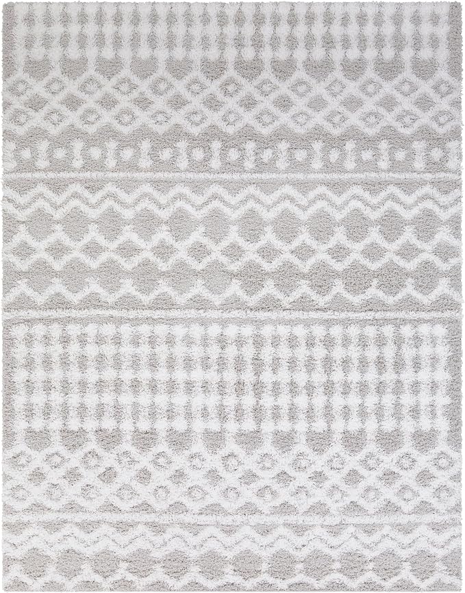 Livabliss Hapsburg Moroccan Shag Area Rug, 7'10" x 10'2", Light Gray