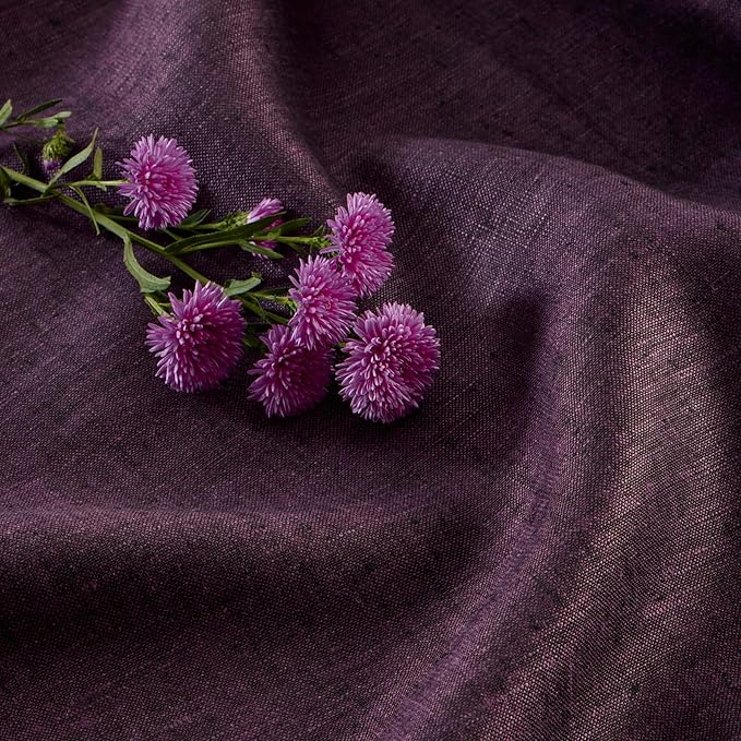 Solino Home Linen Tablecloth 60 x 132 Inch - 100% Pure Linen Grape Table Cloth for Rectangular Tables - Athena, Machine Washable Cloth Tablecloth for Valentines, New Year