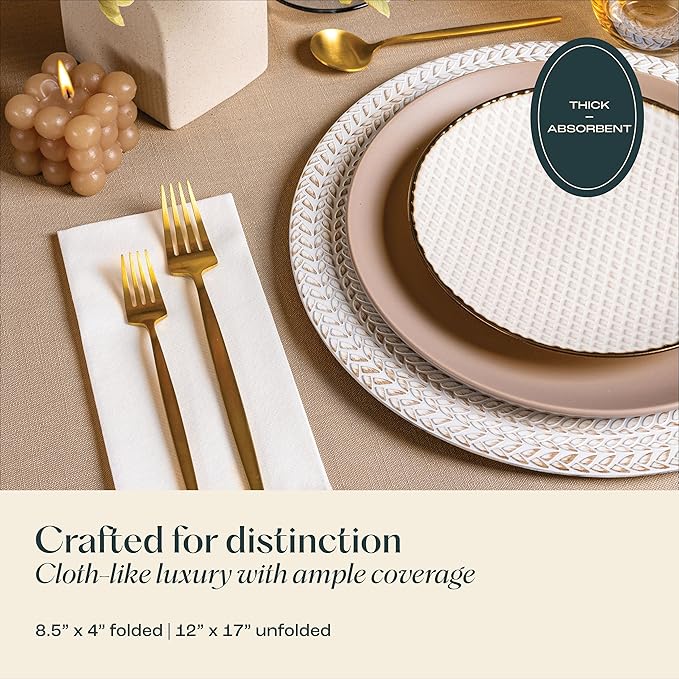 400-Pack Servietto Disposable Linen-Feel Guest Towels - Disposable Cloth-Like Hand Towels - Soft and Absorbent Paper Napkin for Kitchen, Bathroom, Party, Wedding, Or Event