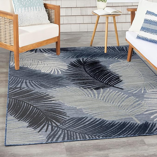 Nourison Home Suncoast Denim 4' x 6' Area Rug - Easy Clean, Non Shedding, Bed Room, Living Room, Dining Room, Kitchen (4' x 6')
