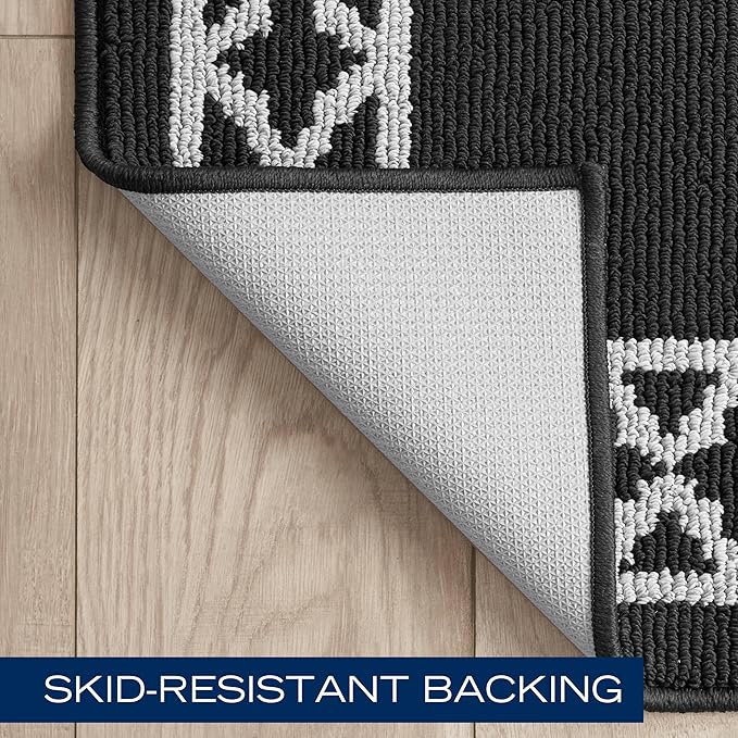 Nautica – Runner Rug | Indoor Runners for Hallways and Entry Rugs| Non-Slip and Non-Skid Entry and Kitchen Door Mat| Machine Washable Entryway Carpet Rugs |2'2" x 6'| Trellis Black