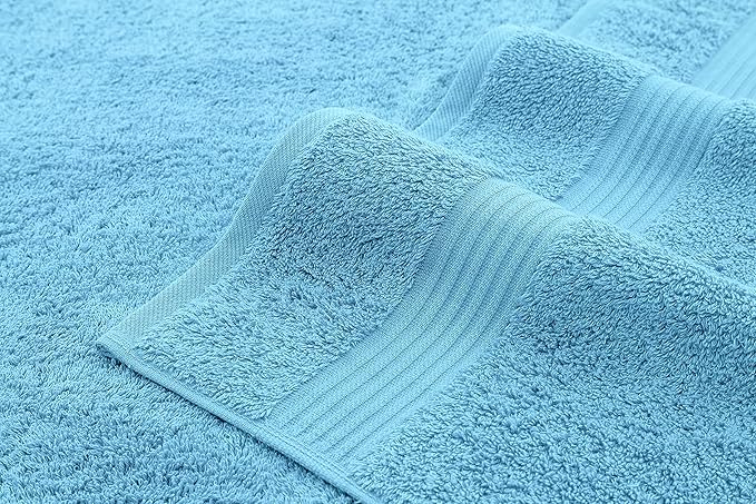 American Veteran Towel, 100% Cotton Turkish 6 Piece Towel Set Luxury Towels Set of 6 for Bathroom Essentials, 2 Bath Towels 2 Hand Towels 2 Washcloths, Sky Blue